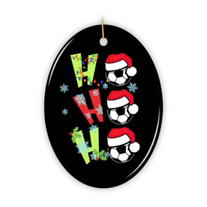 Soccer Ho Ho Ho Christmas Ornament Ceramic Ornament OrnamentallyYou