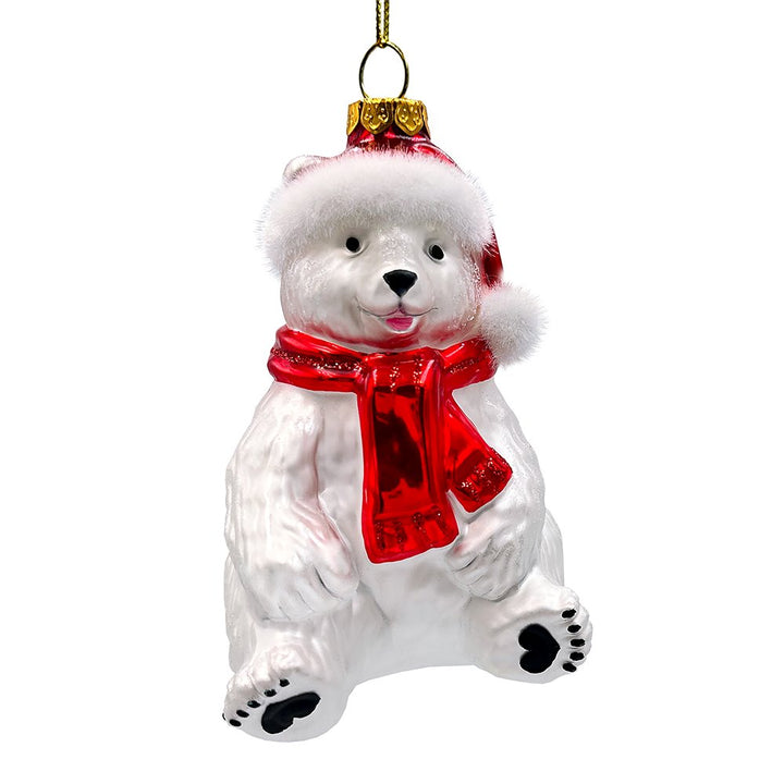 Classic White Polar Bear Glass Christmas Ornament Glass Ornament OrnamentallyYou