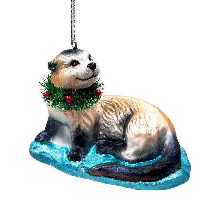 Cute Otter Glass Christmas Ornament, Exotic Animal Tree Decoration Glass Ornament OrnamentallyYou