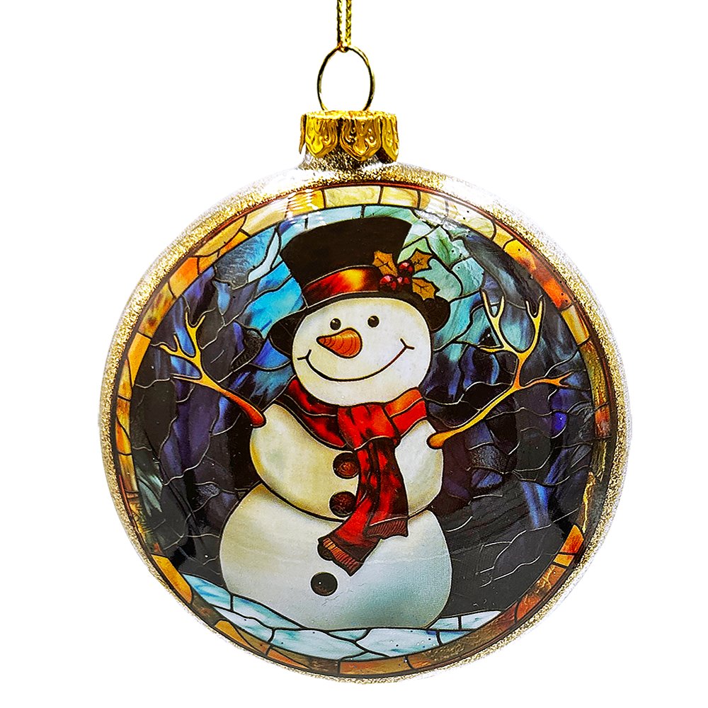 Festive Snowman Stained Glass Christmas Ornament Glass Ornament OrnamentallyYou