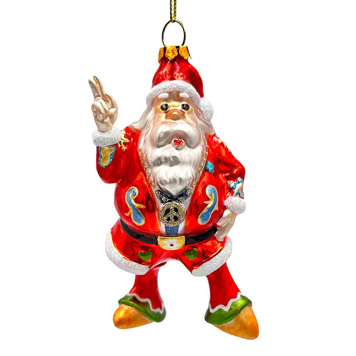 (Pre-Order) Groovy Santa Eclectic Hippie Glass Christmas Ornament, Unique Hippy Tree Decor Glass Ornament OrnamentallyYou
