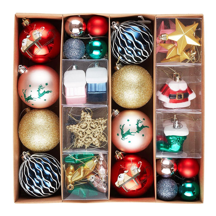 Premium Christmas Ornament Eclectic Bundle Set, 60 Glitter Filled Baubles, Homes, Star Charms Ornament Bundle OrnamentallyYou