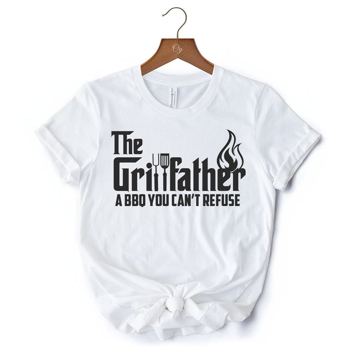 The Grillfather BBQ T-Shirt, White Funny Tee for Grillmaster Dads T-Shirts OrnamentallyYou