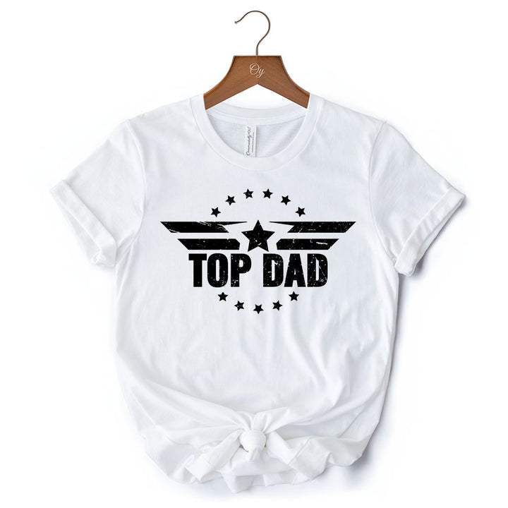 Top Dad Military Star T-Shirt, White and Black Patriotic Tee for Heroic and Proud Fathers T-Shirts OrnamentallyYou