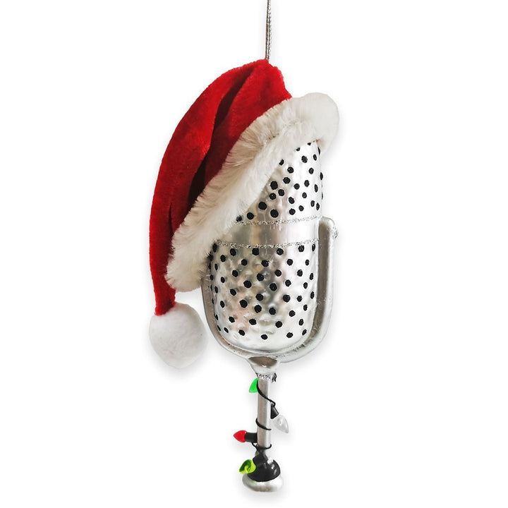 Christmas Themed Microphone Glass Ornament, Music Themed Gift for Musicians Glass Ornament OrnamentallyYou