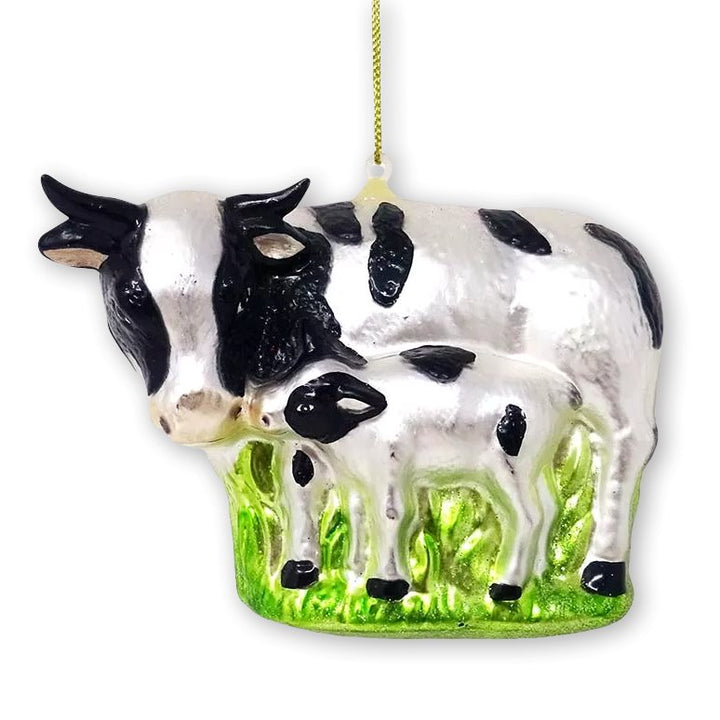 Cow and Calf Glass Christmas Ornament Glass Ornament OrnamentallyYou