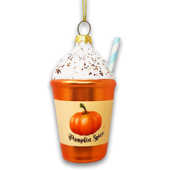 Fall Inspired Pumpkin Spice Latte Glass Christmas Ornament, Coffee Lover's Delight Glass Ornament OrnamentallyYou