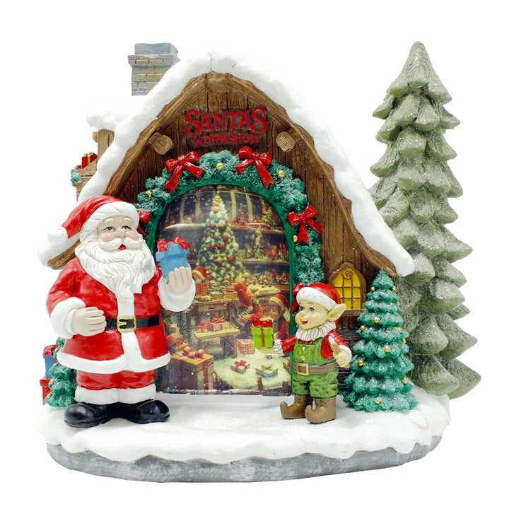 Santa's Workshop Delight Figurine, 10" Christmas Station with Elves Resin Statues OrnamentallyYou