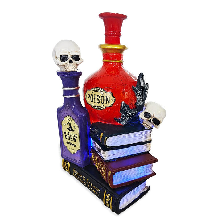 Sorcerer’s Syrups Spooky Lighted Figurine, 8" Potions Poisons and Books Halloween Statue Resin Statues OrnamentallyYou