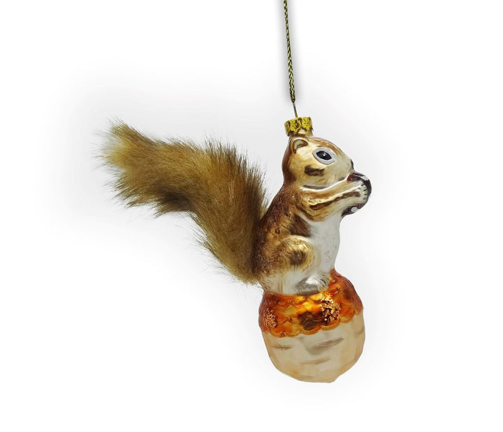 Squirrel and Nut Glass Christmas Ornament Glass Ornament OrnamentallyYou