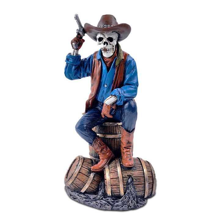 Western Skeleton Gunslinger Statue Figurine, 10" Gothic Cowboy Wild West Home Decor Resin Statues OrnamentallyYou