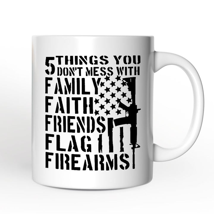 5 Things You Don’t Mess With Dad Personalized Mug, Patriotic Father Gift with Custom Name Personalized Ceramic Mug OrnamentallyYou