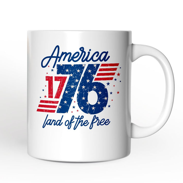 America 1776 Land of the Free Personalized Mug, Vintage 4th of July Gift with Custom Name Personalized Ceramic Mug OrnamentallyYou Non-Custom
