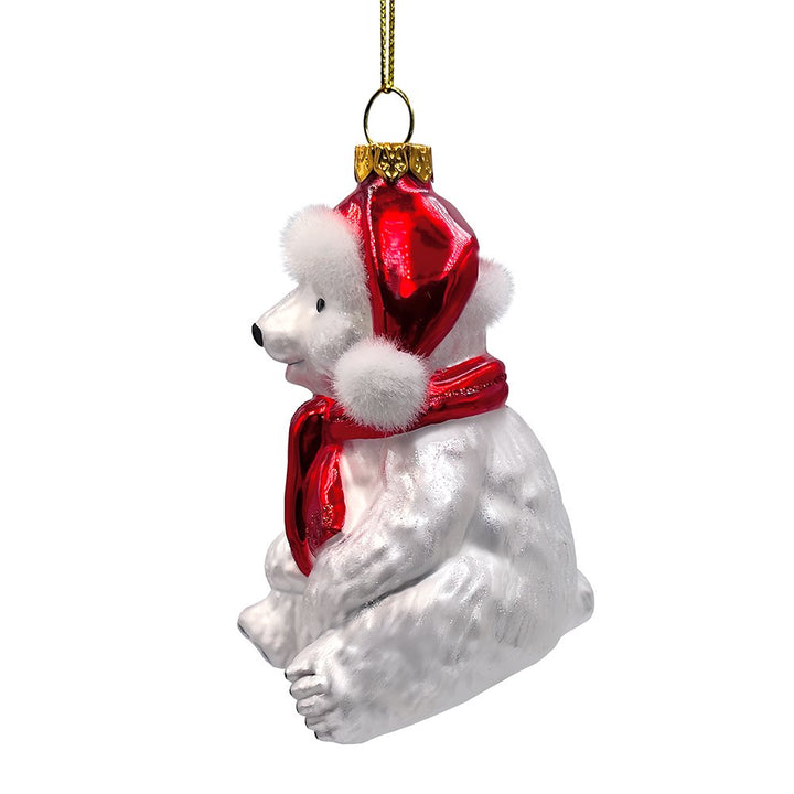 Classic White Polar Bear Glass Christmas Ornament Glass Ornament OrnamentallyYou