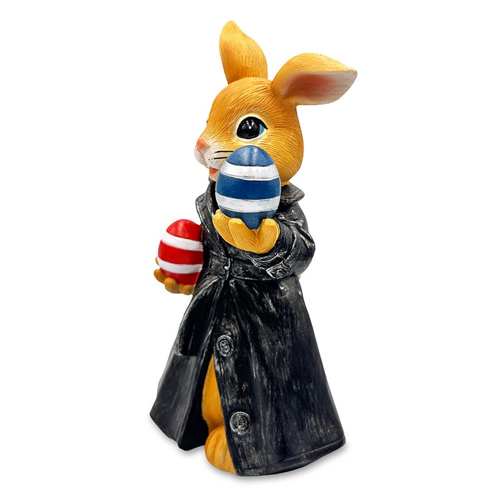 (Pre-Order) Covert Carrot Collector Funny Bunny Agent Figurine, 7" Dueling Easter Rabbit Garden Statue Resin Statues OrnamentallyYou