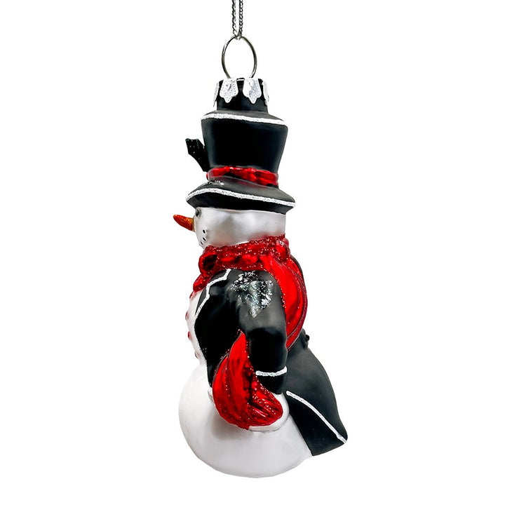 Dapper Gentleman Snowman Glass Christmas Ornament, Refined Handblown Holiday Tree Decor Glass Ornament OrnamentallyYou