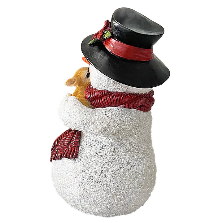 Enchanting Snowman and Fawn Home Holiday Decoration, 8" Tall Winter Woodland Deer Figurine Resin Statues OrnamentallyYou