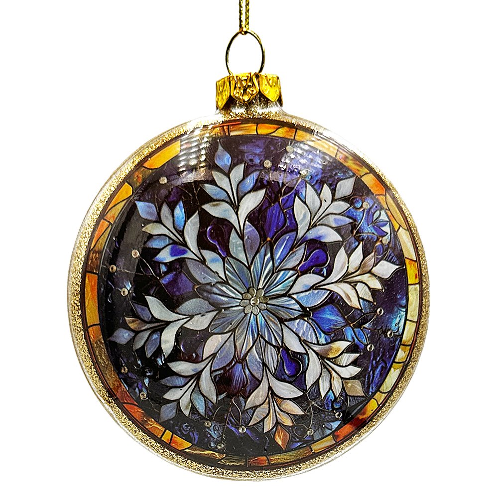 Festive Snowman Stained Glass Christmas Ornament Glass Ornament OrnamentallyYou