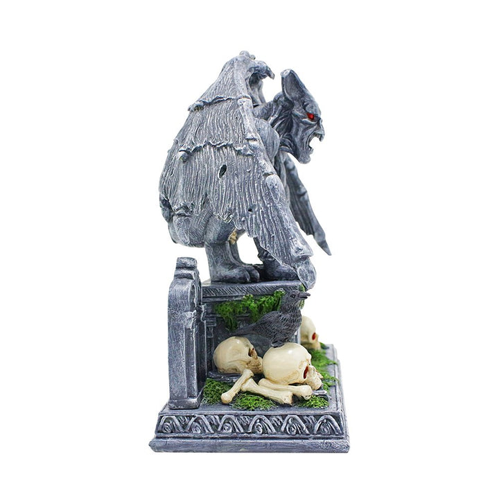Grave Guardian Gargoyle Figurine, 7" Solar Powered Gothic Halloween Garden Statue Resin Statues OrnamentallyYou