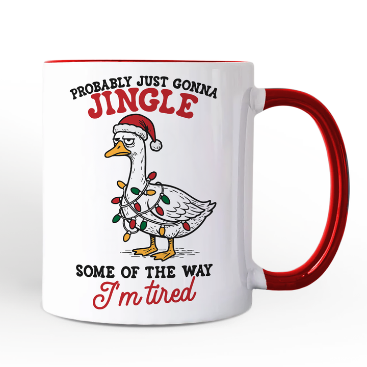I’m Tired Sarcastic Christmas Goose Personalized Mug, Funny Holiday Humor Gift with Custom Name