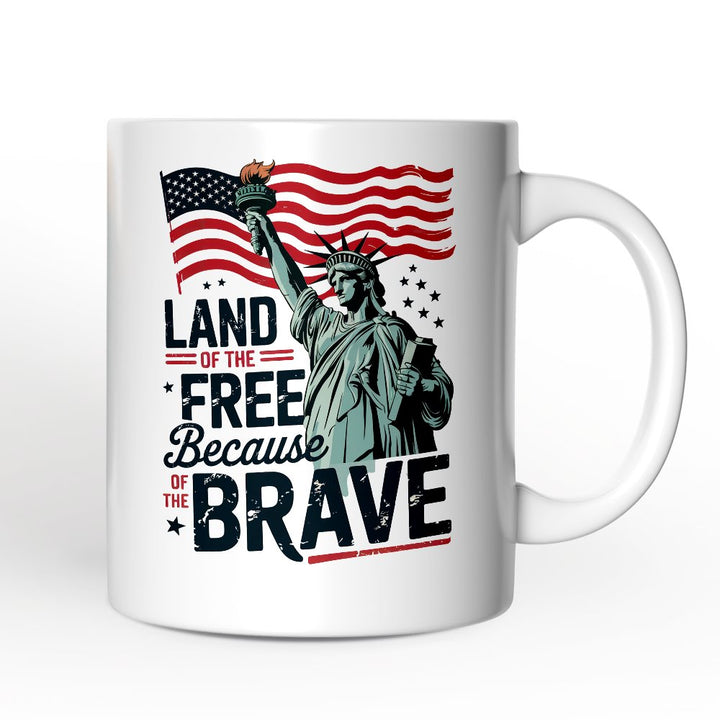 Land of the Free Because of the Brave Personalized Mug, 4th of July Statue of Liberty Gift with Custom Name Personalized Ceramic Mug OrnamentallyYou Non-Custom