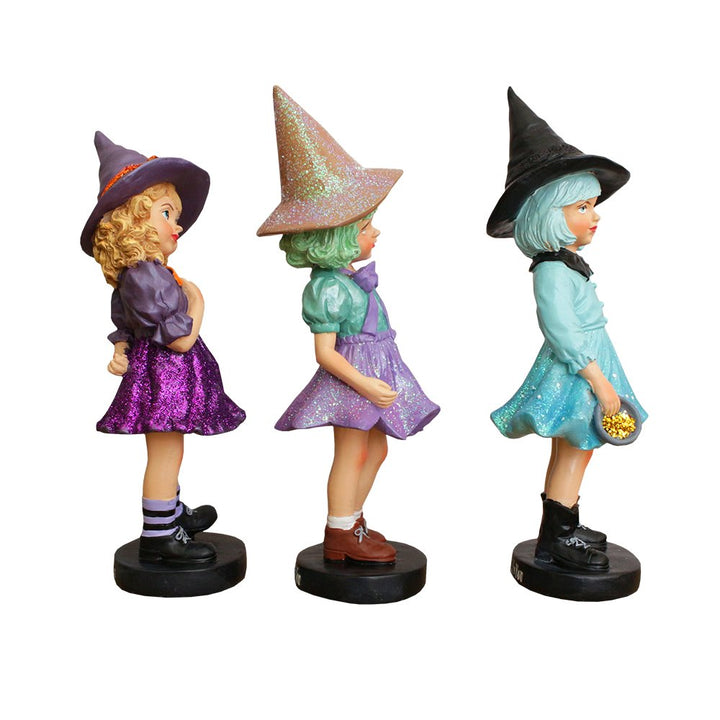 Mystical Victorian Witch Sisters Set of Three Figurines, Enchanted 6" Statues for a Bewitching Halloween Tabletop Display Resin Statues OrnamentallyYou
