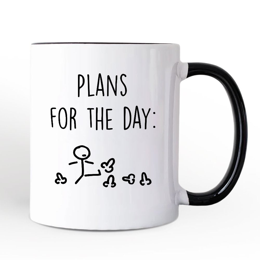 Plans for the Day Personalized Mug, Funny Minimalist Sarcastic Gift with Custom Name Personalized Ceramic Mug OrnamentallyYou White - Black Non-Custom