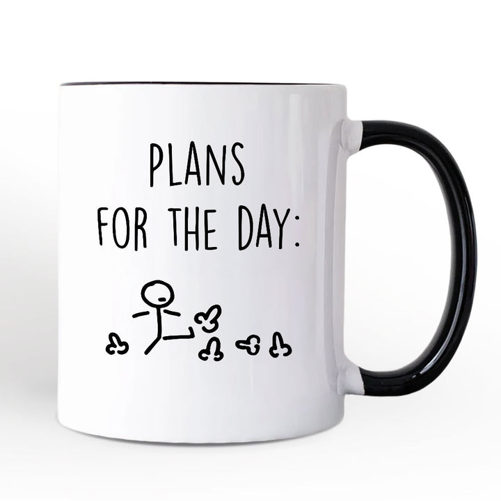 Plans for the Day Personalized Mug, Funny Minimalist Sarcastic Gift with Custom Name Personalized Ceramic Mug OrnamentallyYou White - Black Non-Custom