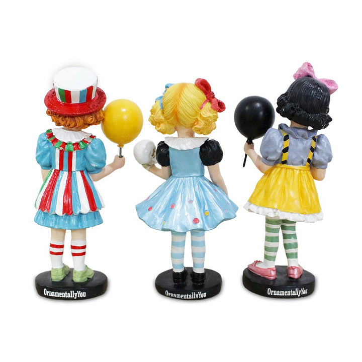 Spooky Victorian Masquerade Girl Trio, 6" Trick or Treat Clown Figurines and Hauntingly Elegant Halloween Decor Resin Statues OrnamentallyYou