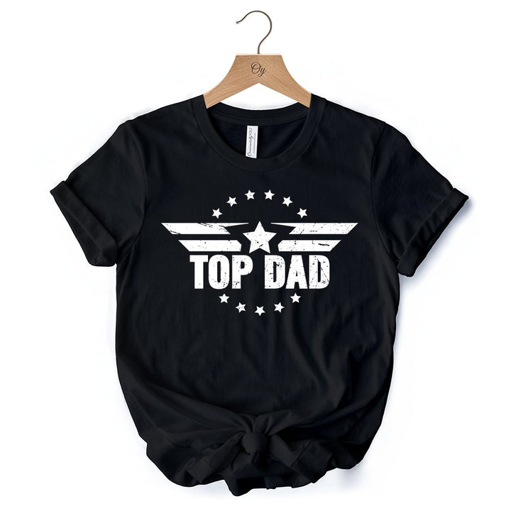 Top Dad Military Star T-Shirt, White and Black Patriotic Tee for Heroic and Proud Fathers T-Shirts OrnamentallyYou