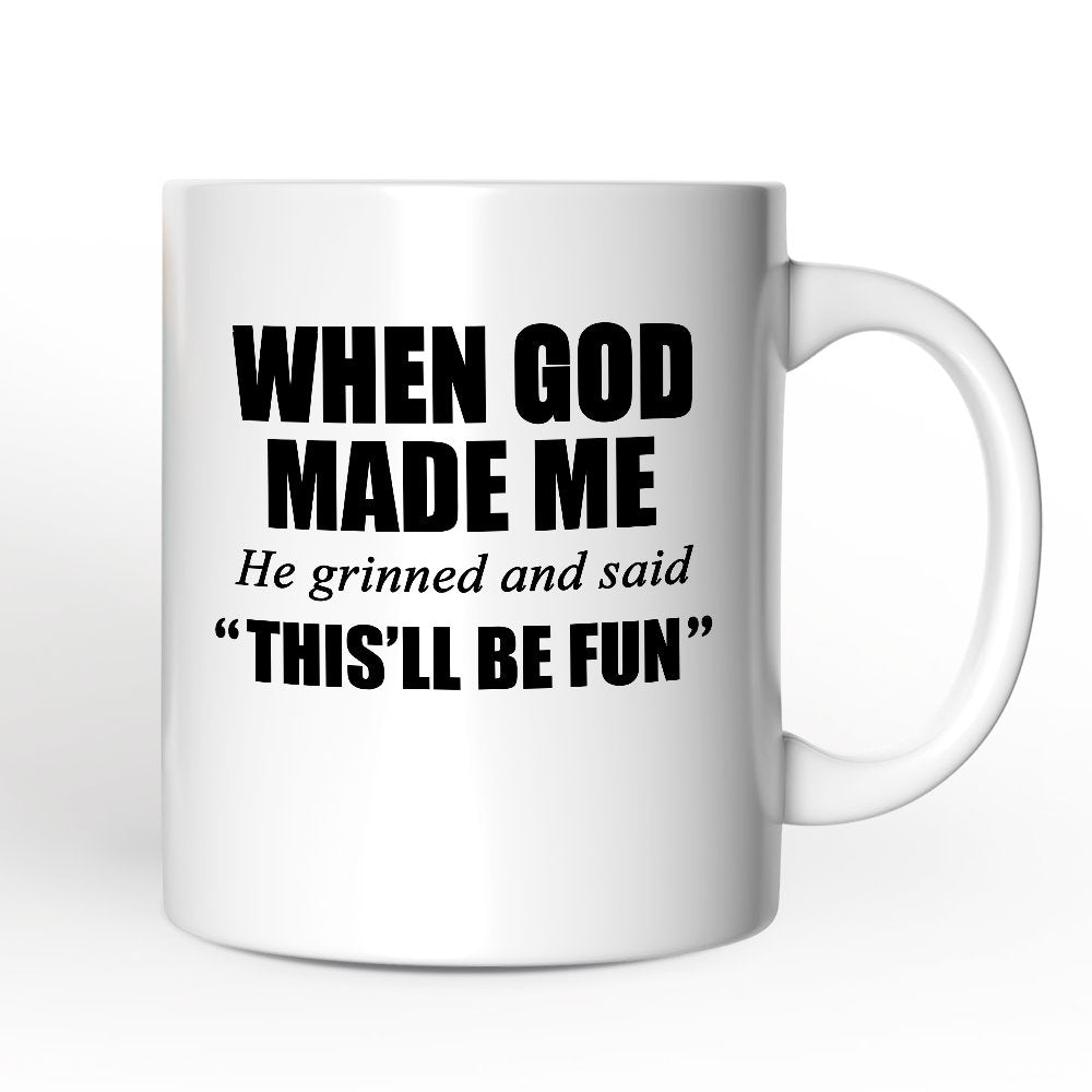 When God Made Me Christian Personalized Mug, Funny Faith Gift with Custom Name Personalized Ceramic Mug OrnamentallyYou White Non-Custom