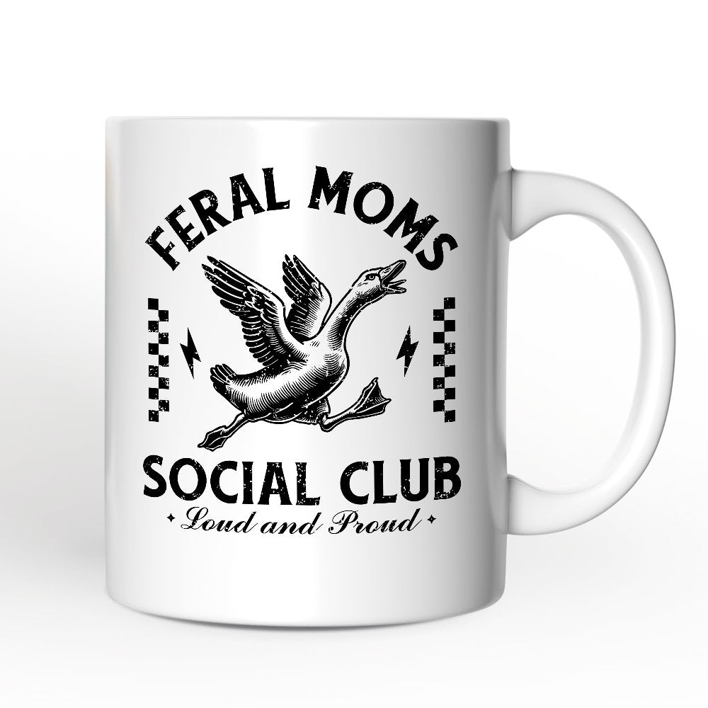Feral Moms Social Club Personalized Mug , Funny Goose Gift for Mothers with Custom Name Personalized Ceramic Mug OrnamentallyYou