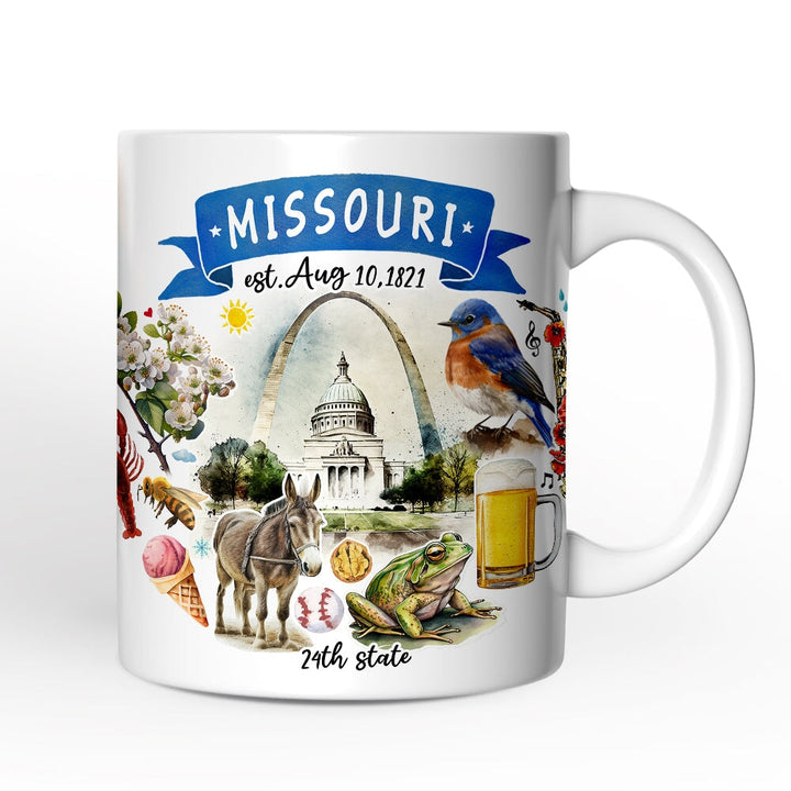 Artistic Missouri State Themes and Landmarks Personalized Mug With Custom Name Personalized Ceramic Mug OrnamentallyYou 12oz Mug Non-Custom