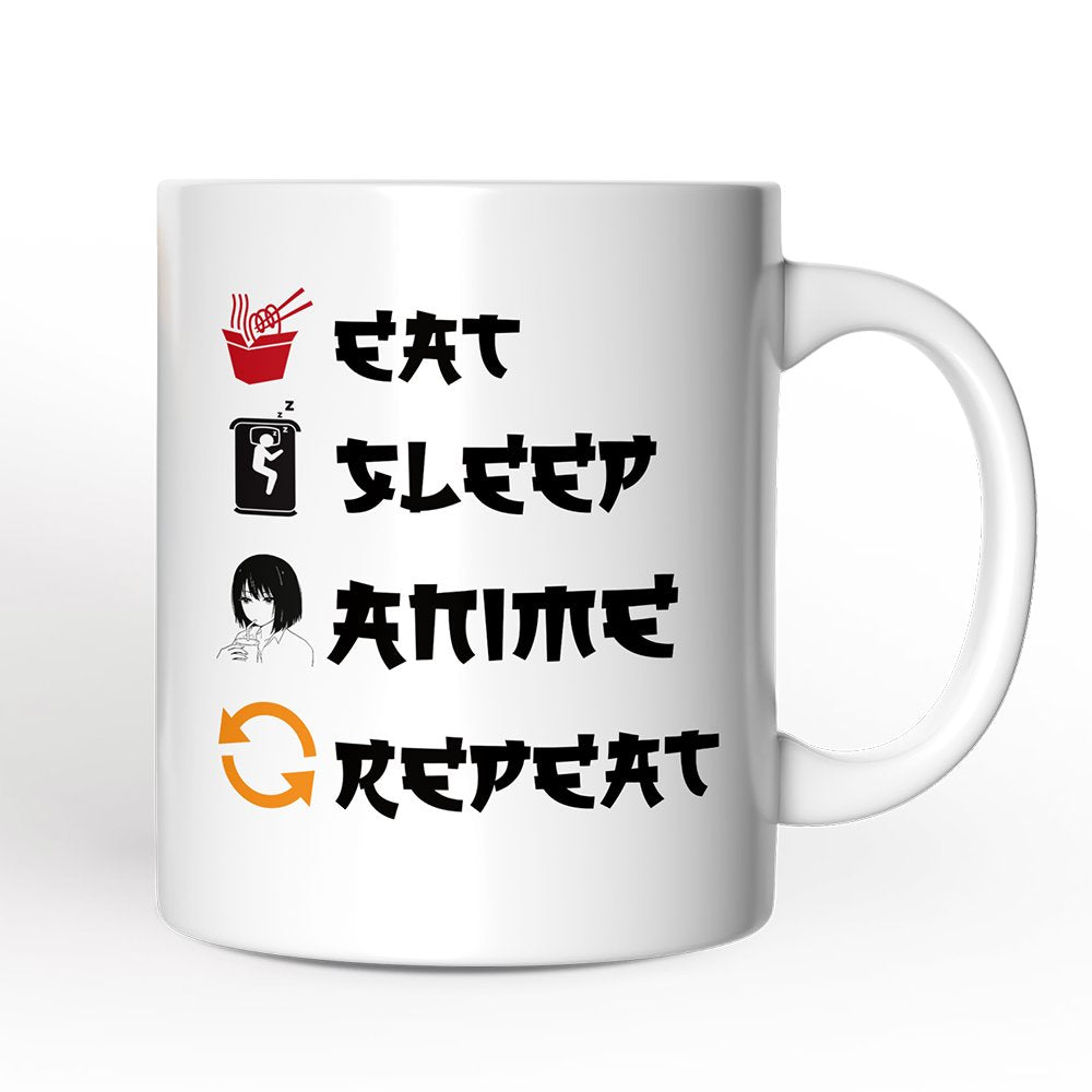 Eat Sleep Anime Repeat Personalized Mug, Funny Anime Lover Gift With Custom Name Personalized Ceramic Mug OrnamentallyYou 12oz Mug Non-Custom