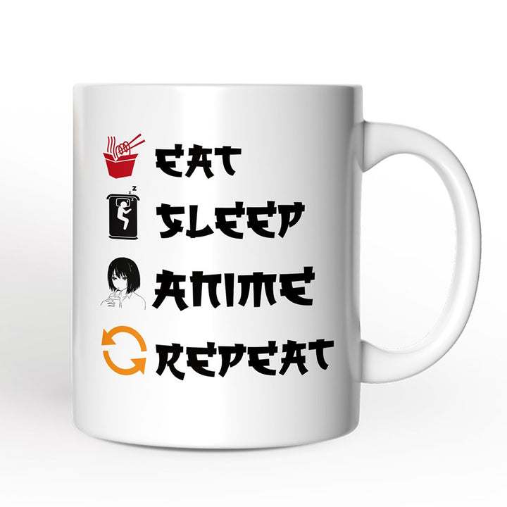 Eat Sleep Anime Repeat Personalized Mug, Funny Anime Lover Gift With Custom Name Personalized Ceramic Mug OrnamentallyYou 12oz Mug Non-Custom
