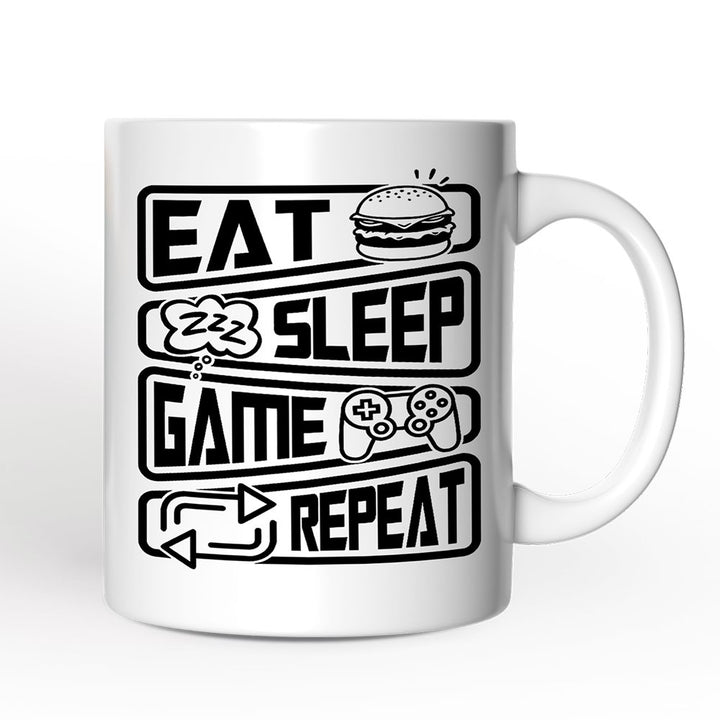 Eat Sleep Game Repeat Personalized Mug, Funny Gamer Gift With Custom Name Personalized Ceramic Mug OrnamentallyYou 12oz Mug Non-Custom
