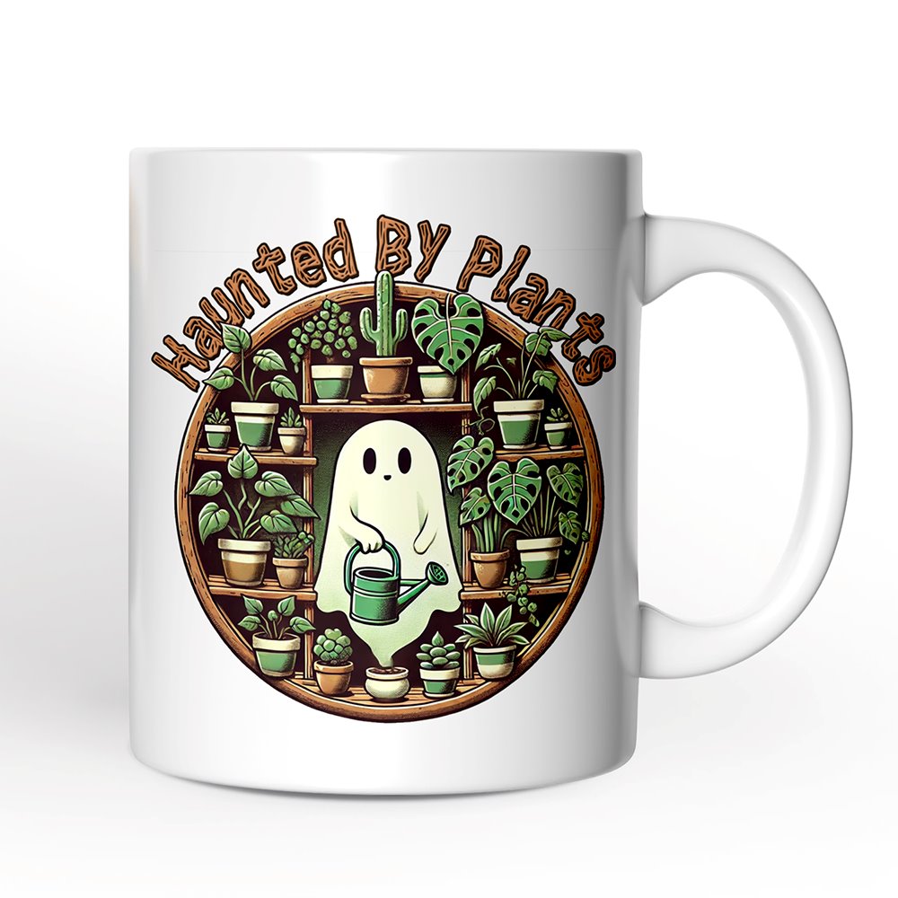 Green Thumb Ghost, Personalized Halloween Mug, Haunted by Plants, Fun Gardener Gift with Custom Name Personalized Ceramic Mug OrnamentallyYou 12oz Mug Non-Custom