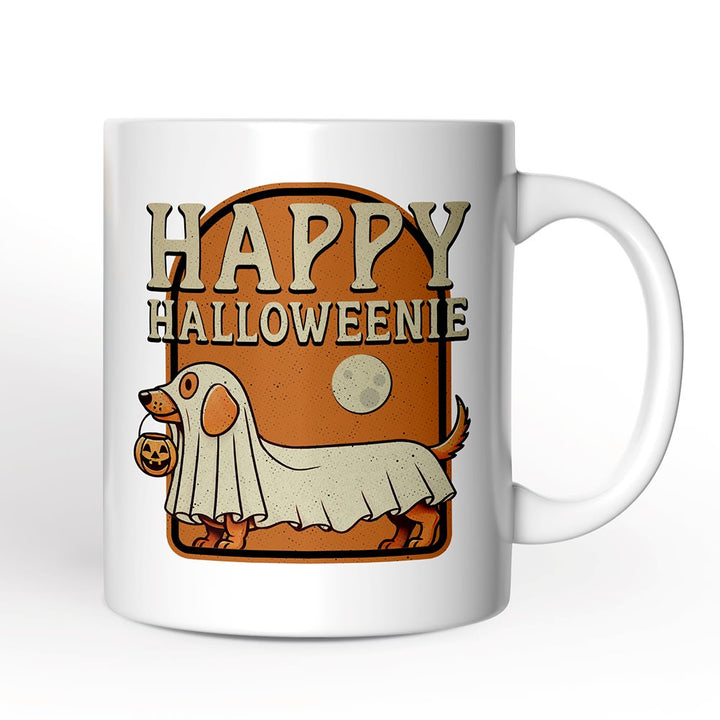 Happy Halloweenie, Personalized Halloween Mug, Retro Halloween Dachshund Gift with Custom Name Personalized Ceramic Mug OrnamentallyYou