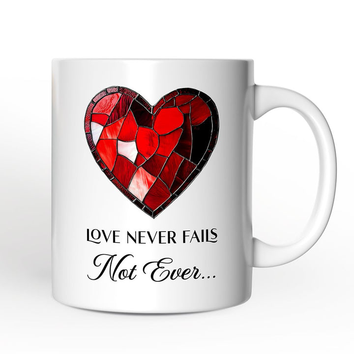 Heart Stained Glass Personalized Mug, Love Never Fails Custom Names Gift Personalized Ceramic Mug OrnamentallyYou 12oz Mug Non-Custom