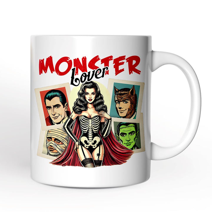 Monster Lover Personalized Halloween Mug, Horror Characters Retro Gift for Women with Custom Name Personalized Ceramic Mug OrnamentallyYou 12oz Mug Non-Custom