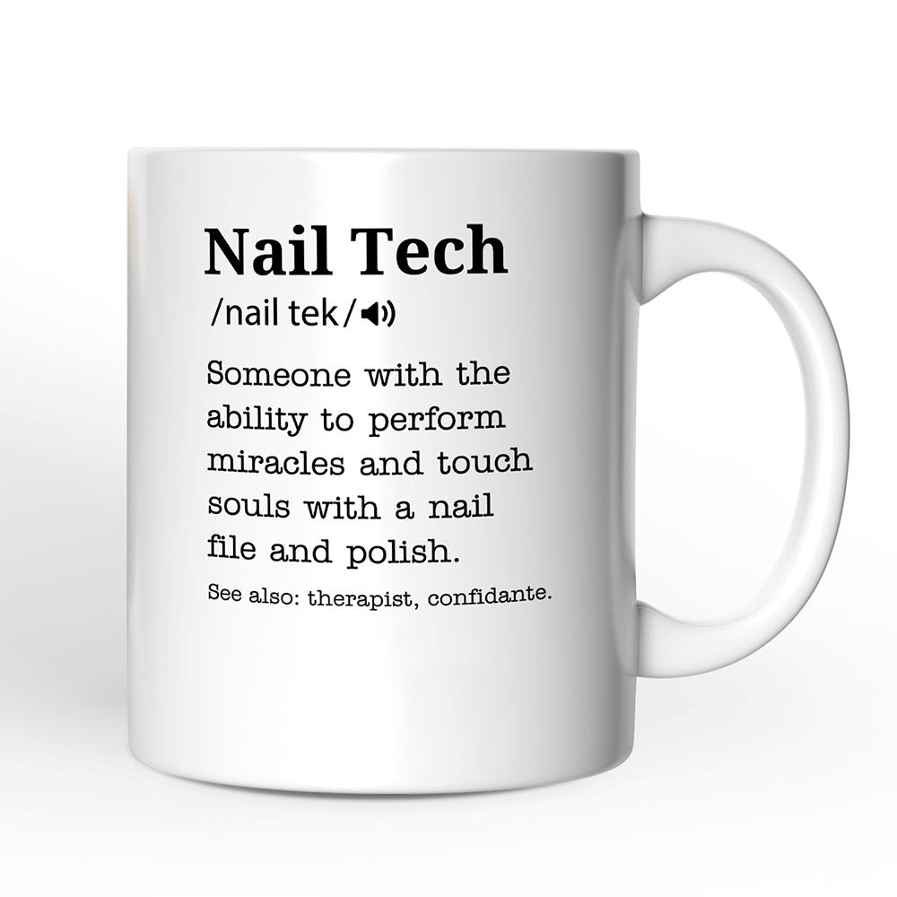 Nail Tech Definition Personalized Mug, Funny Nail Hustler Gift With Custom Name Personalized Ceramic Mug OrnamentallyYou 12oz Mug Non-Custom