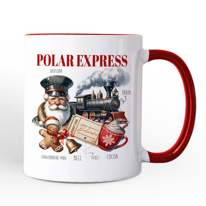 Polar Express Christmas Personalized Mug, Vintage Holiday Santa Gift with Custom Name