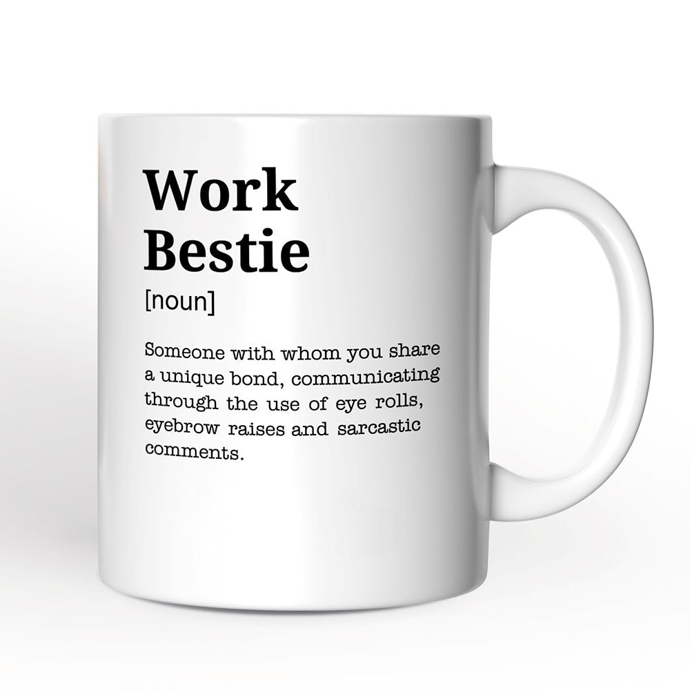 Work Bestie Definition Personalized Mug, Funny Coworker Gift with Custom Name Personalized Ceramic Mug OrnamentallyYou 12oz Mug Non-Custom
