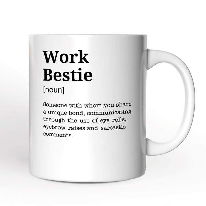 Work Bestie Definition Personalized Mug, Funny Coworker Gift with Custom Name Personalized Ceramic Mug OrnamentallyYou 12oz Mug Non-Custom