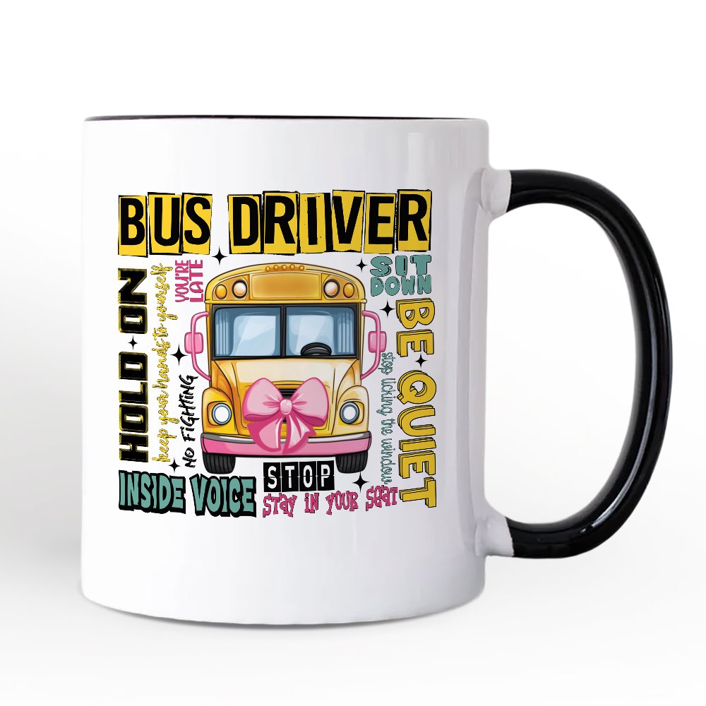 School Bus Driver Personalized Mug, Funny Back to School Occupation Gift with Custom Name Personalized Ceramic Mug OrnamentallyYou White - Black Non-Custom