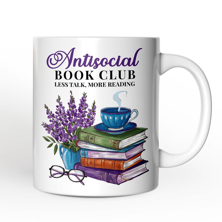 Lavender Antisocial Book Club Personalized Mug, Custom Gift with Name For Book Lovers Personalized Ceramic Mug OrnamentallyYou 12oz Mug Non-Custom
