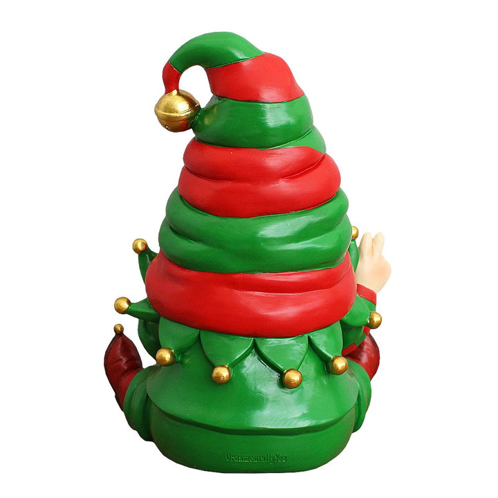(Pre-Order) Cheerful Elf Gnome Festive Figurine, 8" Christmas Garden Statue Resin Statues OrnamentallyYou