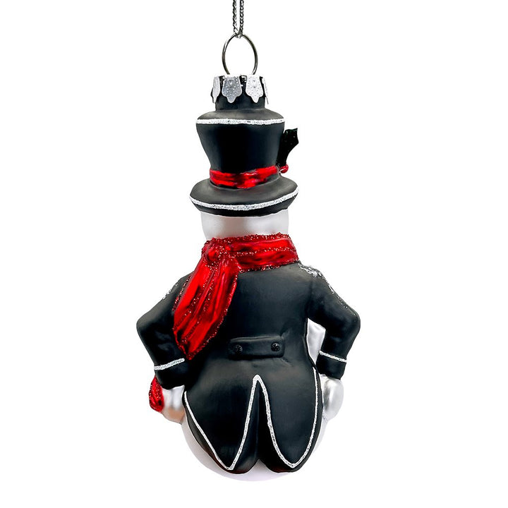 Dapper Gentleman Snowman Glass Christmas Ornament, Refined Handblown Holiday Tree Decor Glass Ornament OrnamentallyYou