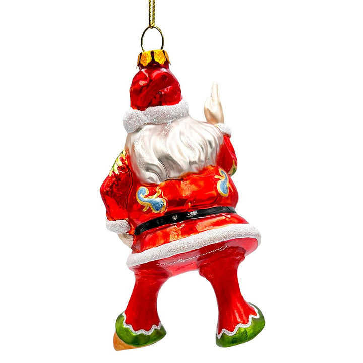 (Pre-Order) Groovy Santa Eclectic Hippie Glass Christmas Ornament, Unique Hippy Tree Decor Glass Ornament OrnamentallyYou