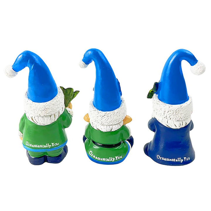 Sky Blue Hat Festive Holiday Gnome Set of Three Miniature Christmas Tabletop Figurine Statues Resin Statues OrnamentallyYou